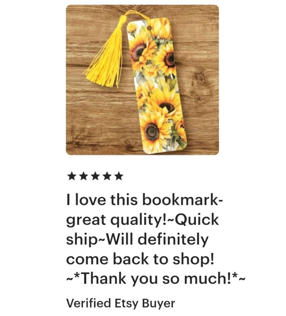 Sunflower Bookmark with tassel, double-sided