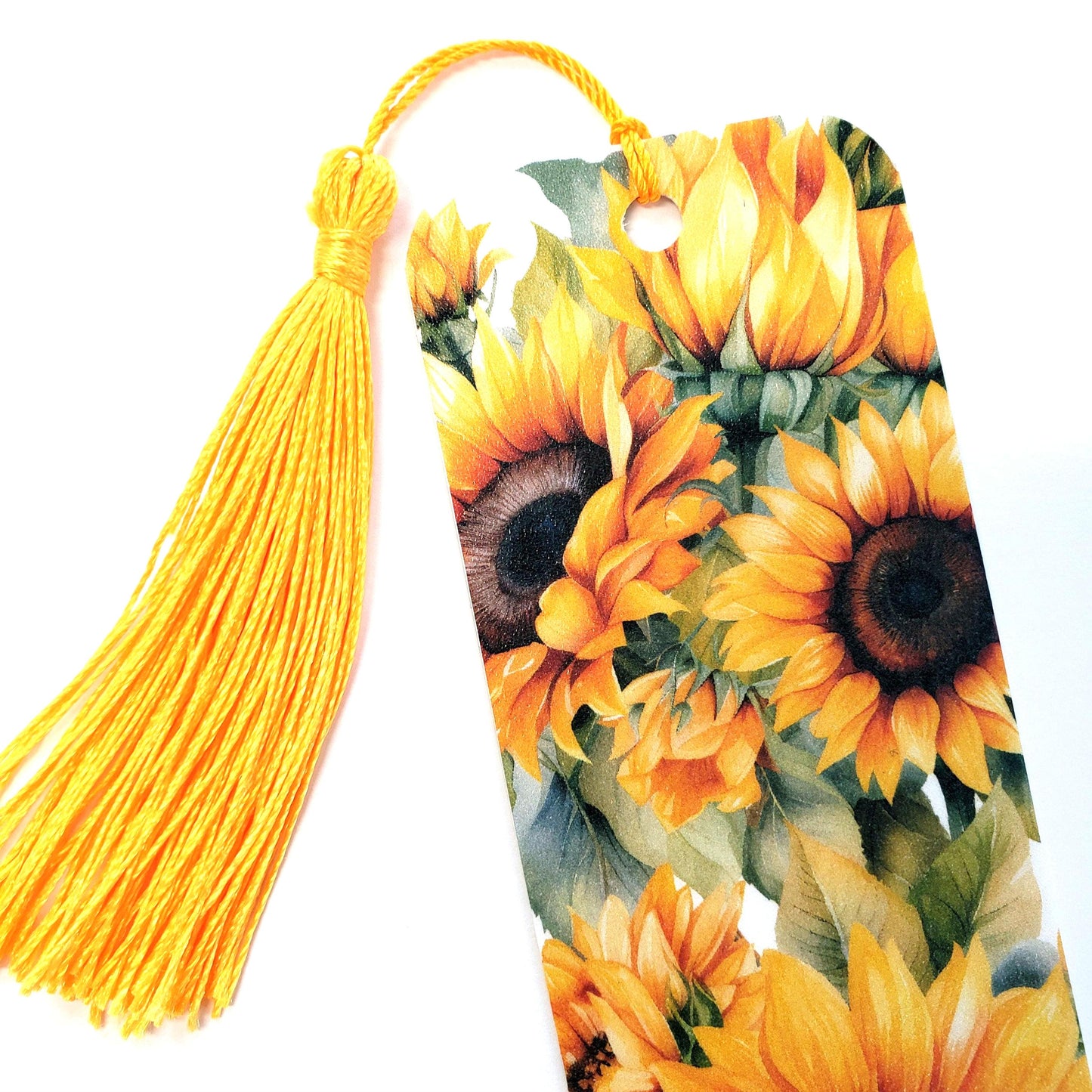 Sunflower Bookmark with tassel, double-sided