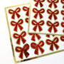 Red Coquette Bow Stickers - set of 20 sparkly ribbons for holiday cards, gift tags and calendars. Waterproof Christmas bow stickers.