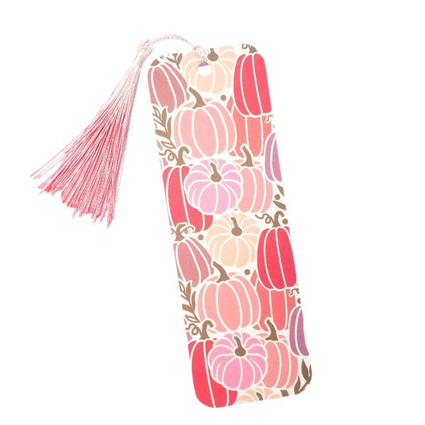 Pink Pumpkin Bookmark, double-sided full color printed and laminated bookmark