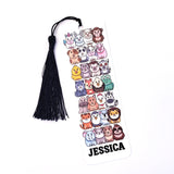 Back-to-School Personalized Name Bookmark – Farm & Wild Animal Cartoon Design with Tassel, Gift for Kids and Young Readers.