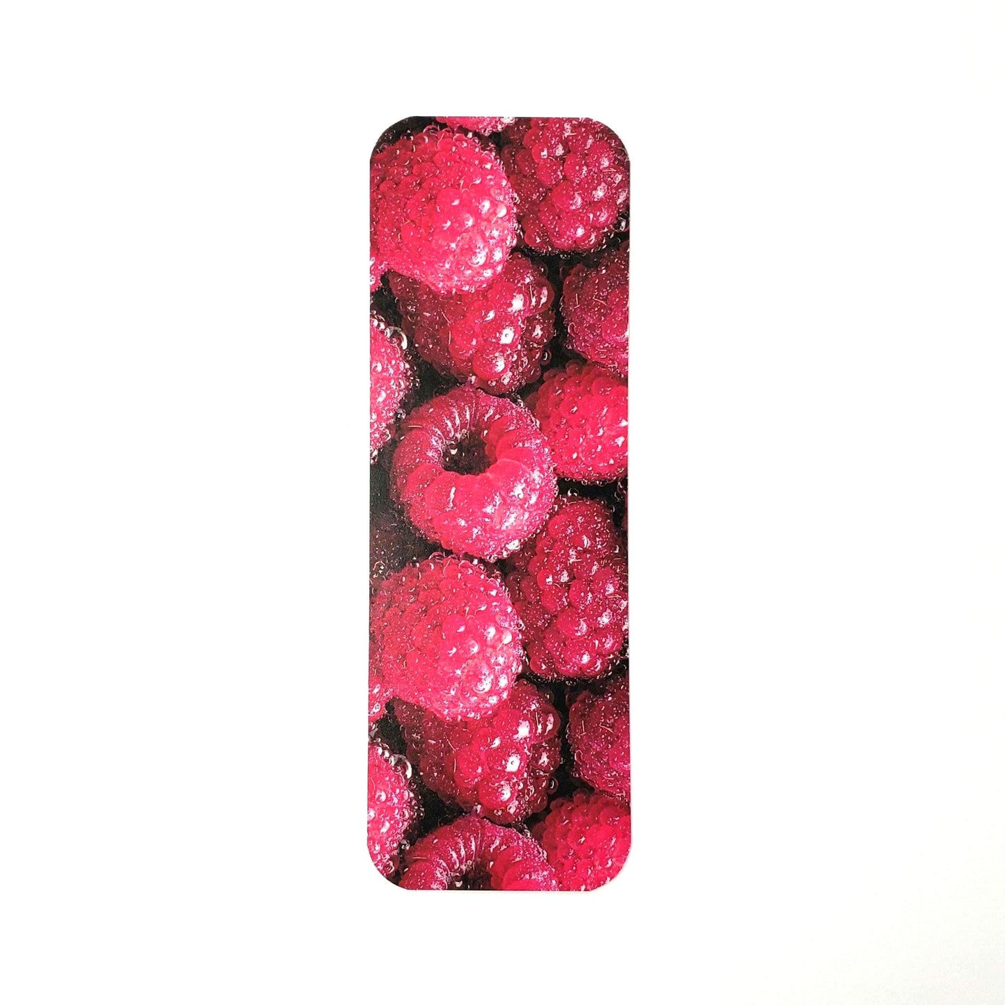 Raspberry Bookmark, double sided summer red berry printed bookmark gift for baker.