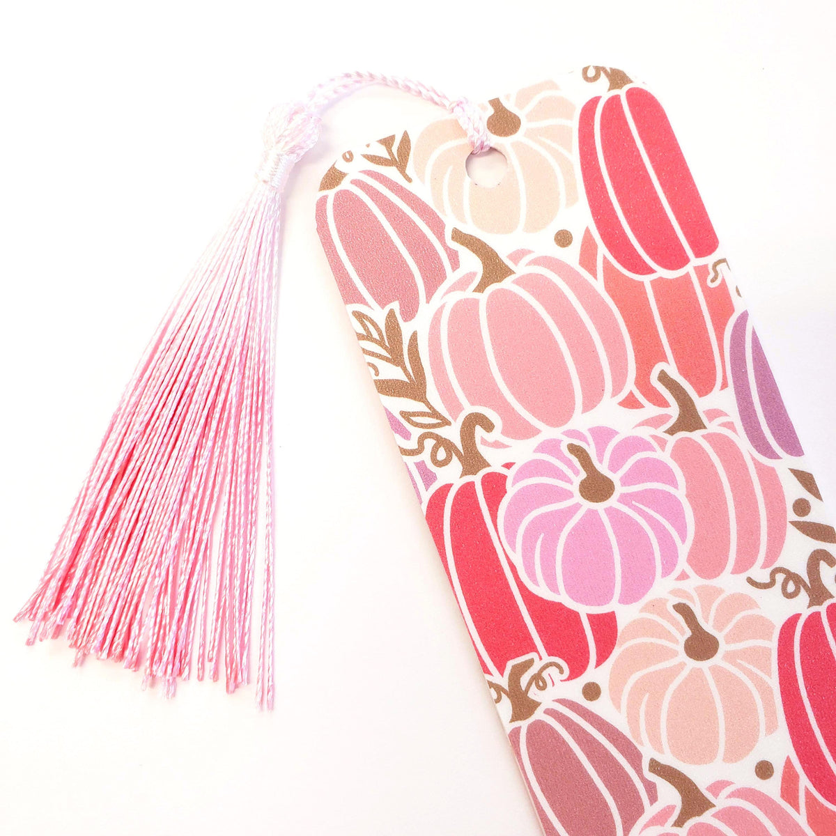 Pink Pumpkin Bookmark, double-sided full color printed and laminated bookmark
