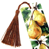 Pear Tree Branch Printed Bookmark with tassel, double-sided