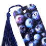 Blueberry bookmark with dark blue tassel. double-sided bookmark with photograph of blueberries.