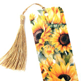 Sunflower Bookmark with tassel, double-sided