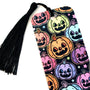 Cute Halloween Pumpkin Bookmark, pastel color pumpkins and stars, double-sided printed laminated bookmark, gift for reader, spooky season