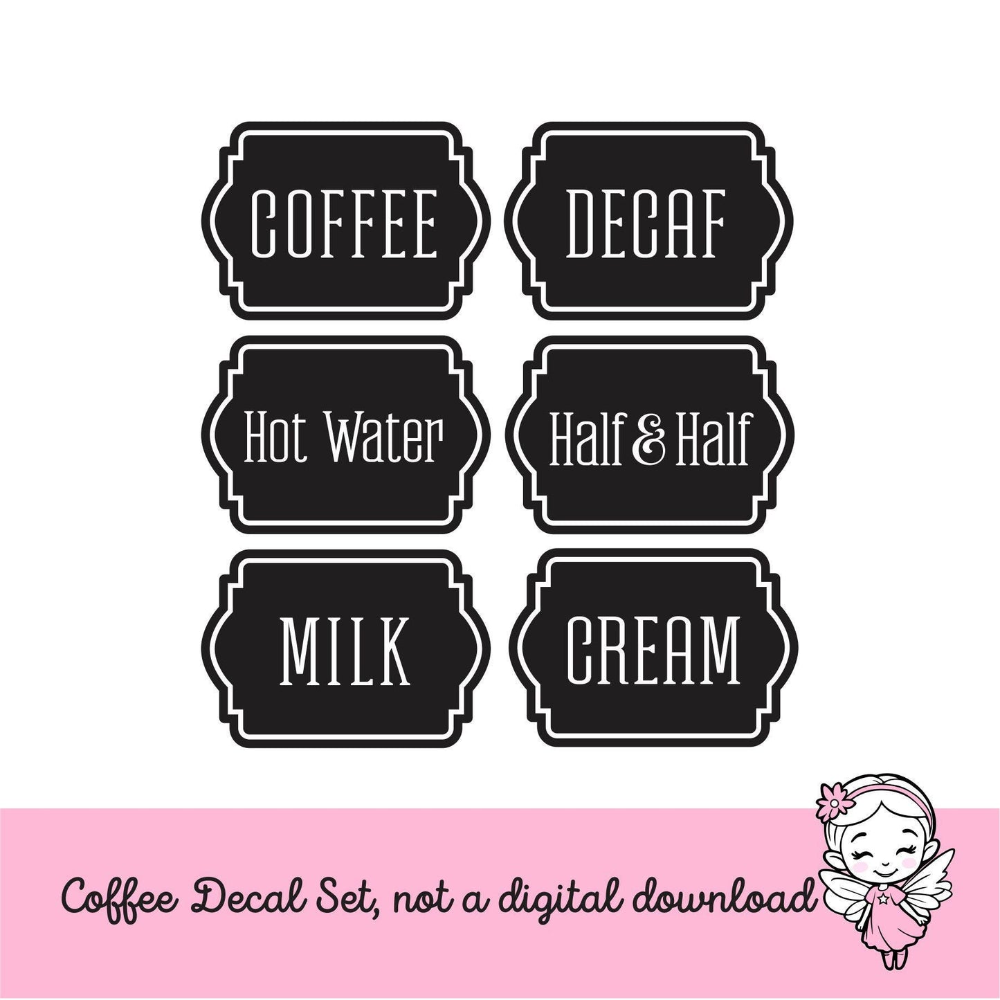 Coffee Decals, Set of 6 for carafes