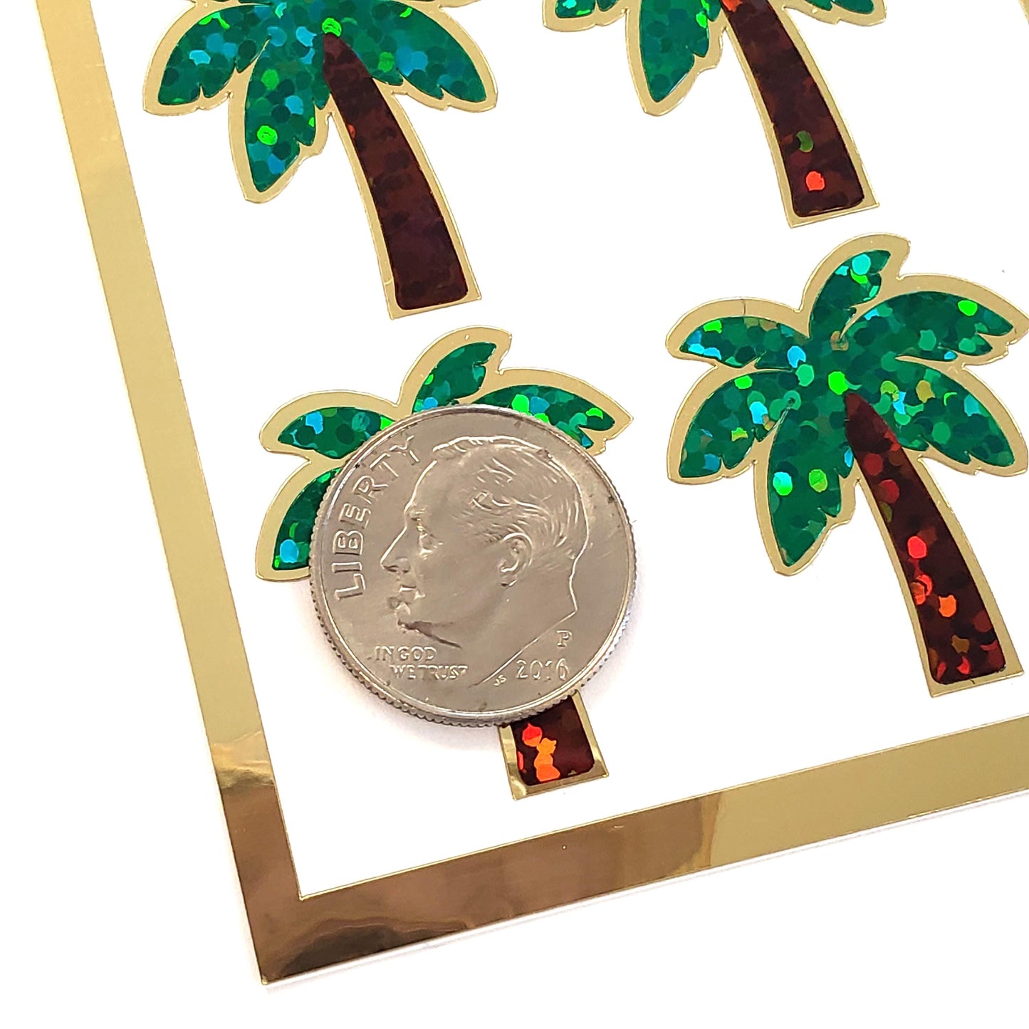 Tropical Palm Tree Stickers - Set of 30 small palm tree vinyl decals. Embellishments for planners, journals, notecards, and scrapbook pages.