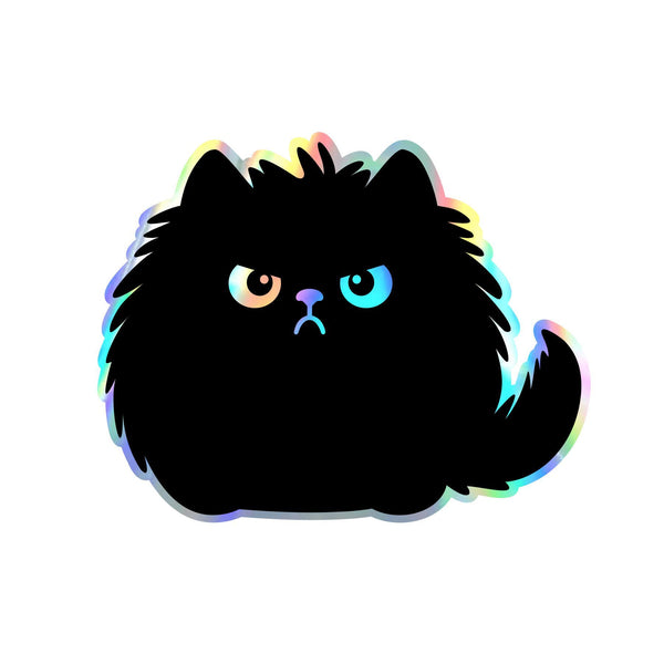 Black Cat Sticker, mad fat cat decal for laptop, phone case sticker, waterproof peel and stick