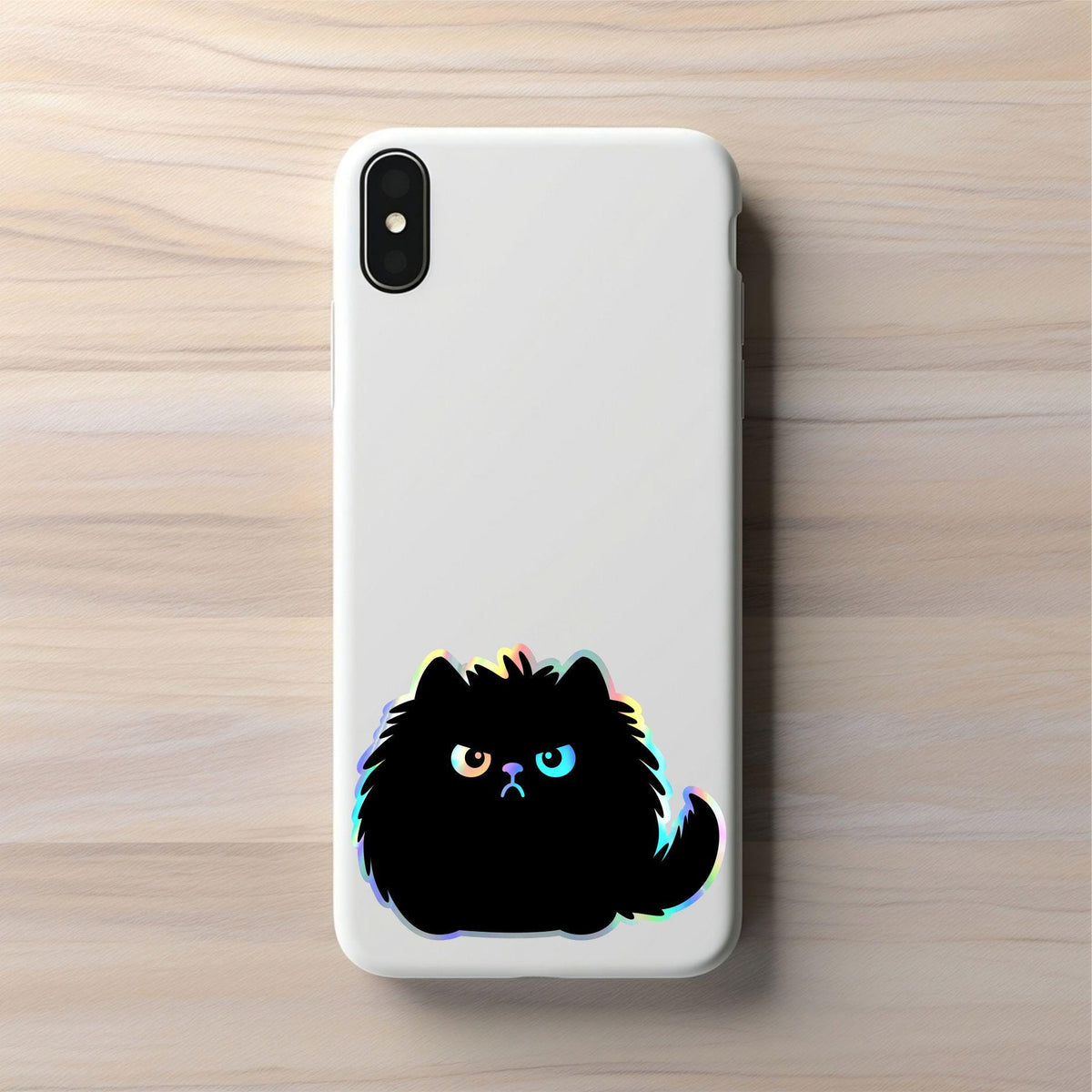 Black Cat Sticker, mad fat cat decal for laptop, phone case sticker, waterproof peel and stick