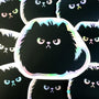 Black Cat Sticker, mad fat cat decal for laptop, phone case sticker, waterproof peel and stick