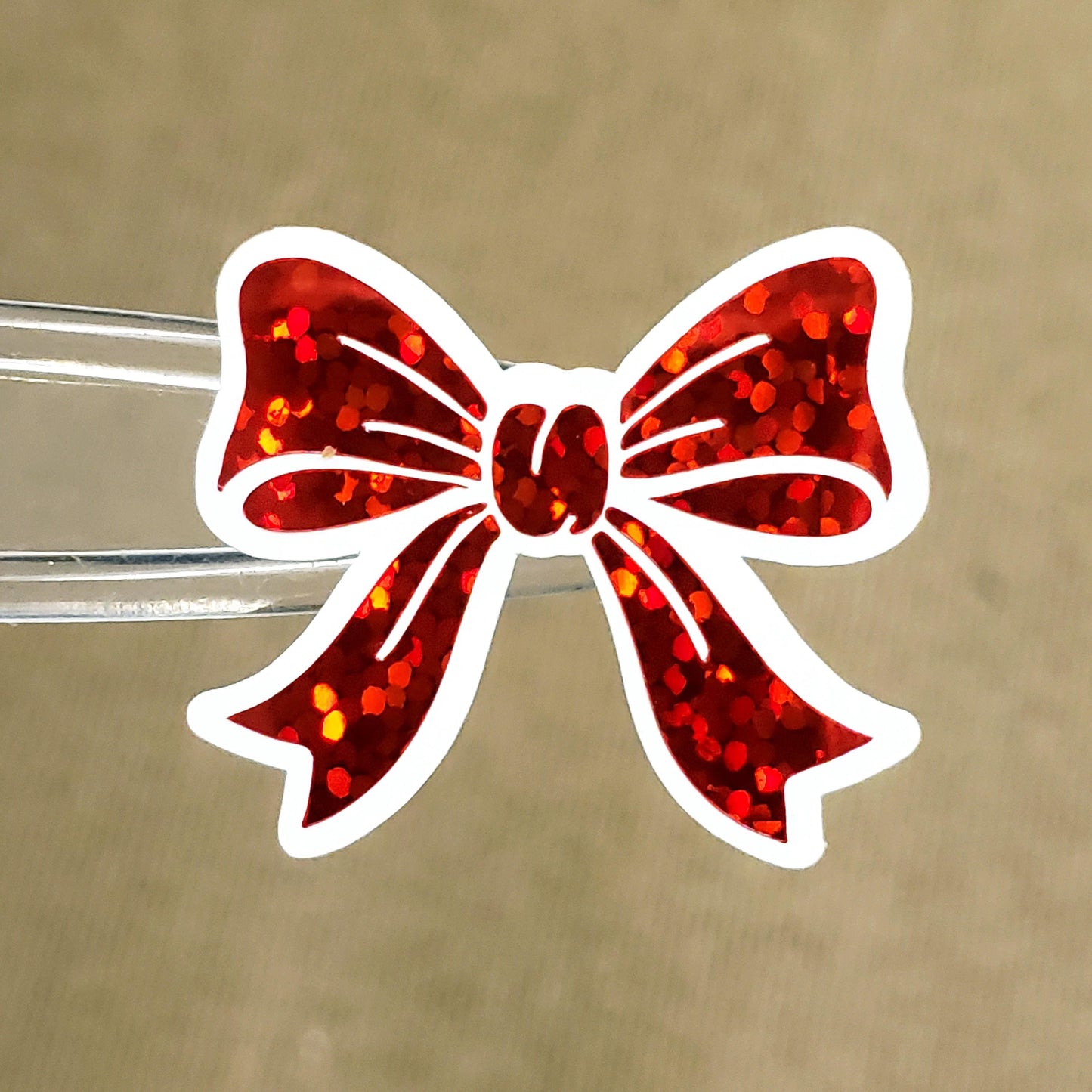 Red Glitter Bow Stickers – set of 20 Sparkly Bows for Christmas and Birthday Card Envelopes, Scrapbooking, Journals, Gift Tags.