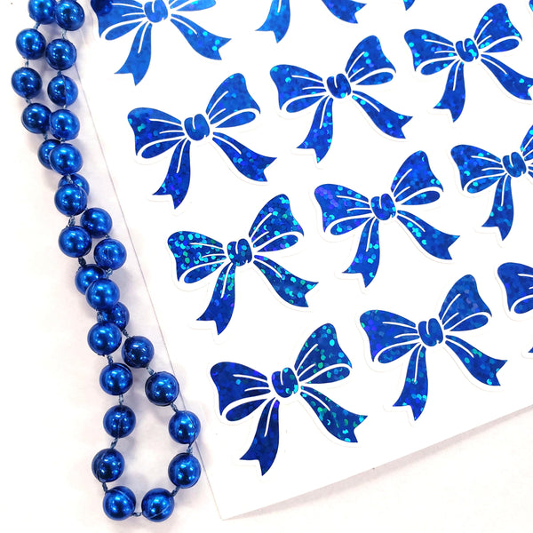 Blue Glitter Bow Stickers