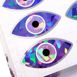 Purple Eyes Stickers, set of 20 sparkly eye stickers for good luck spiritual protection symbol, karma charm, third eye stickers