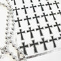 Small Cross Sticker Sheet, 36 Black Crosses with Metallic Silver Outline, Religious Vinyl Decals, Goth Crosses.