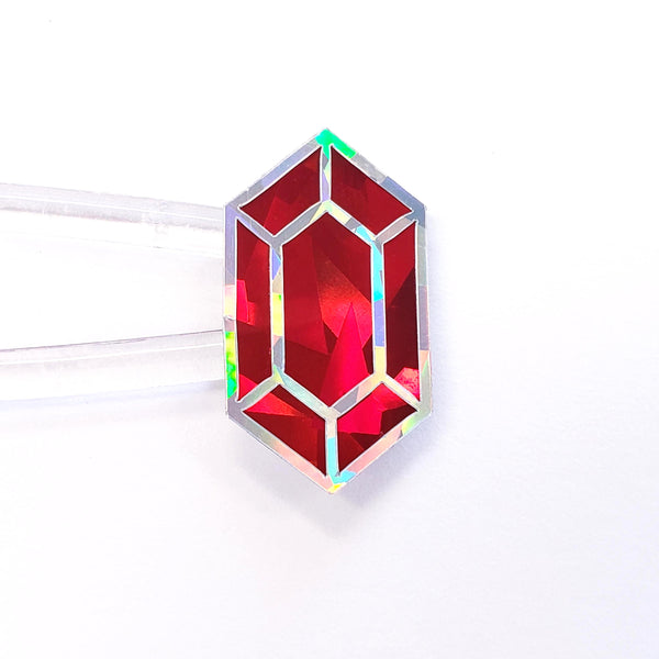 Red rupee stickers, set of 36 sparkly red July birthstone stickers.