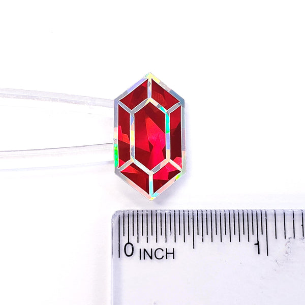 Red rupee stickers, set of 36 sparkly red July birthstone stickers.