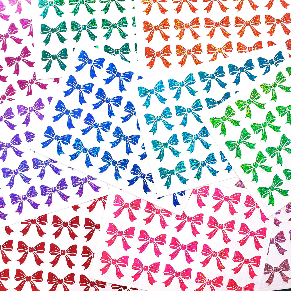 Blue Glitter Bow Stickers