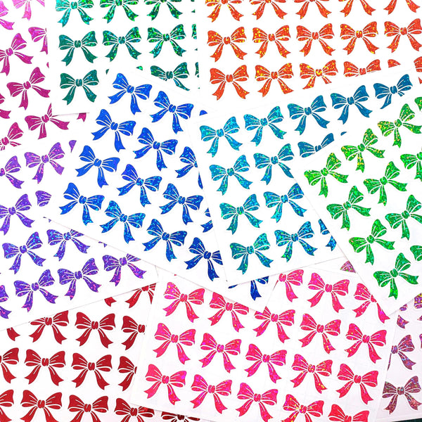 Blue Glitter Bow Stickers