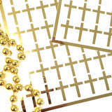 Cross Stickers, mirror gold crosses, small religious cross labels for envelopes, bible study, church group, block style, gold cross