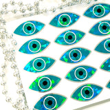 set of 20 individual turquoise eye shaped stickers