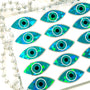 set of 20 individual turquoise eye shaped stickers