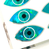 Eyes Stickers, set of 20 sparkly turquouse eye stickers for good luck spiritual protection symbol, karma charm, third eye stickers