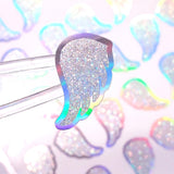 Angel Wing Stickers, set of 42, silver sparkle