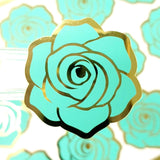 Mint Green Roses Sticker Sheet, set of 15 rose blooms for spring weddings, envelopes, notebooks, journals, laptops, phone covers and crafts.