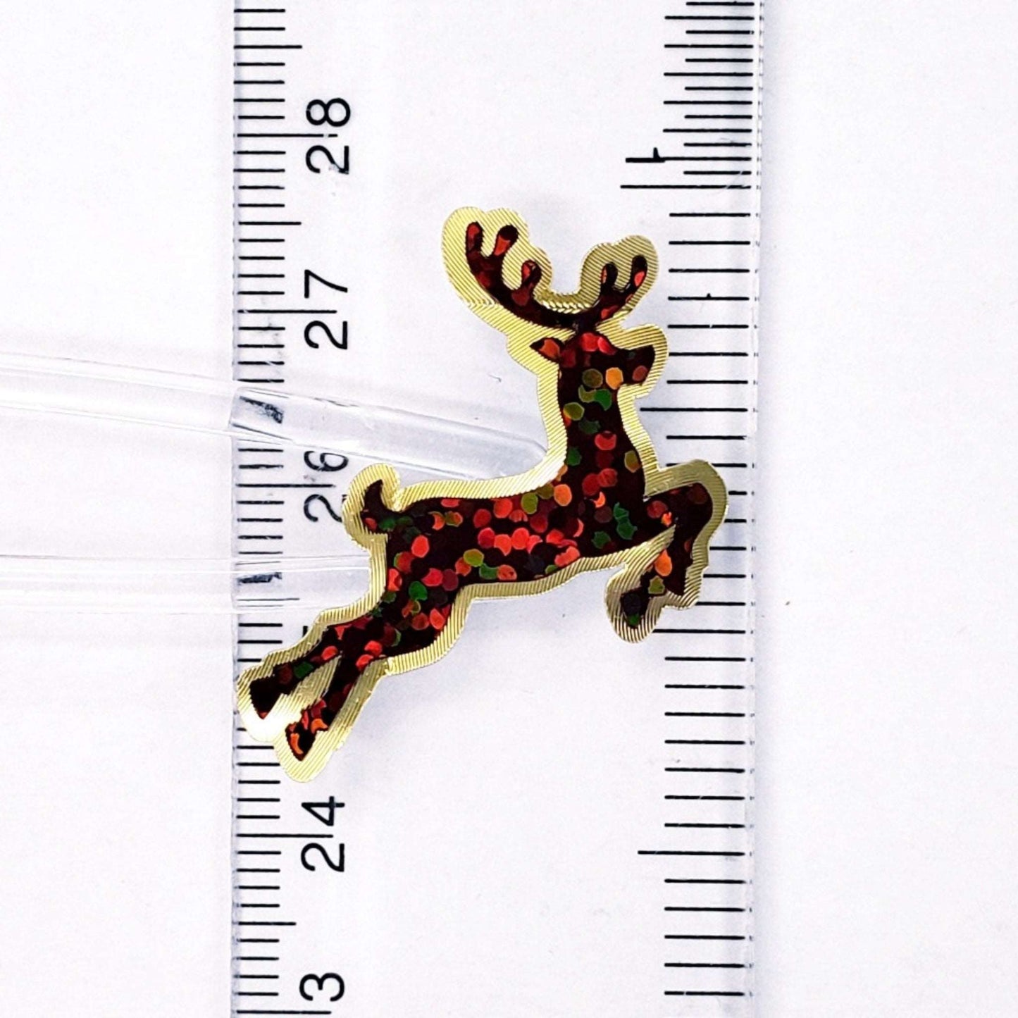 Reindeer Stickers, set of 24 brown and gold deer stickers for holiday cards, invitations, envelopes, Christmas advent calendars and crafts.