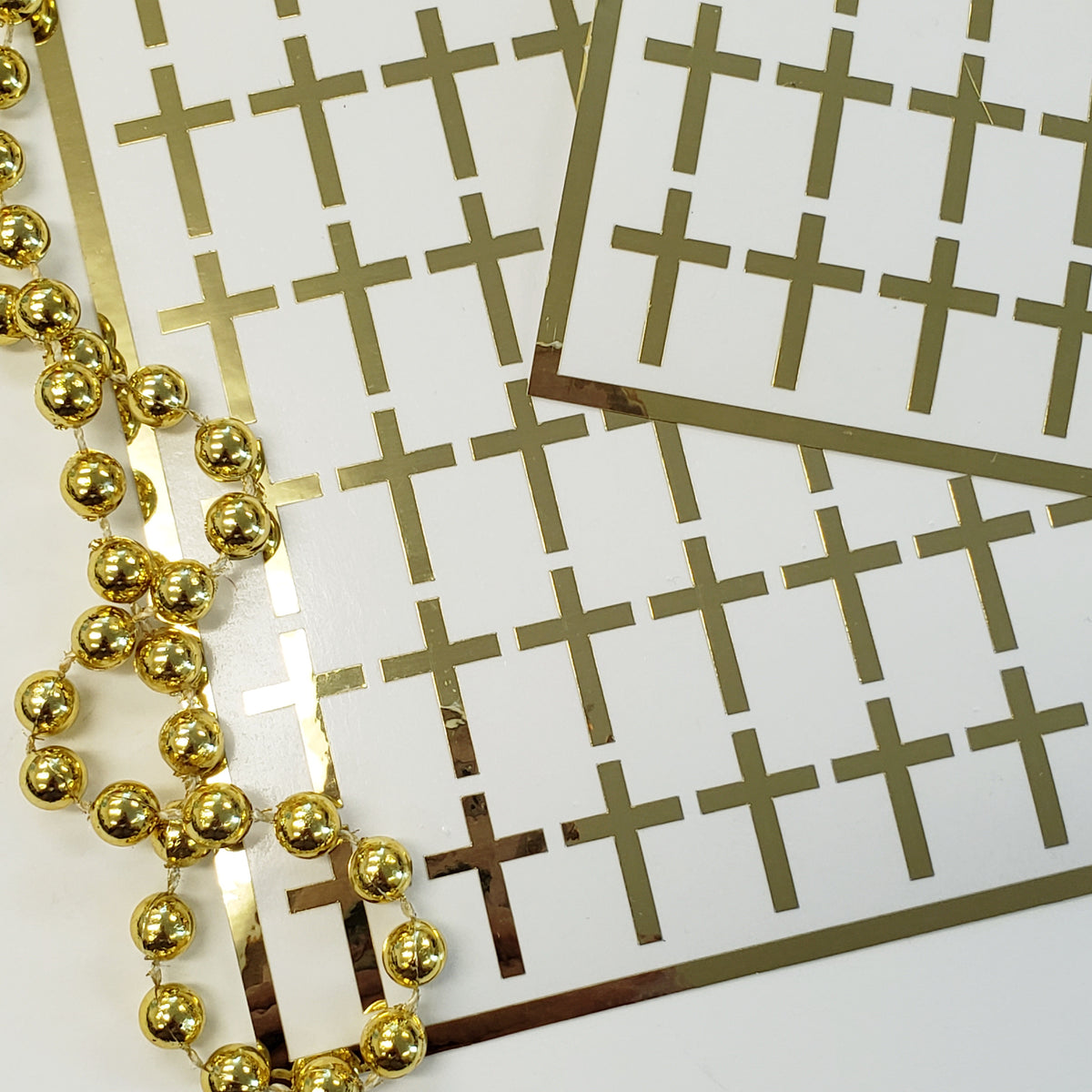 Shiny Gold Cross Stickers