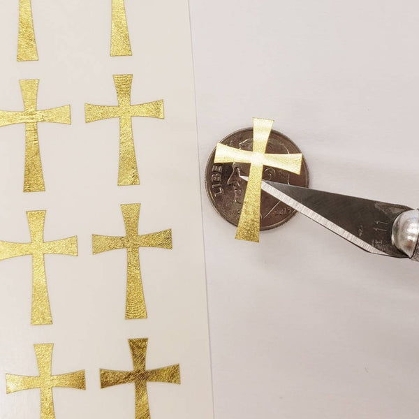 Gold Cross Stickers, metallic