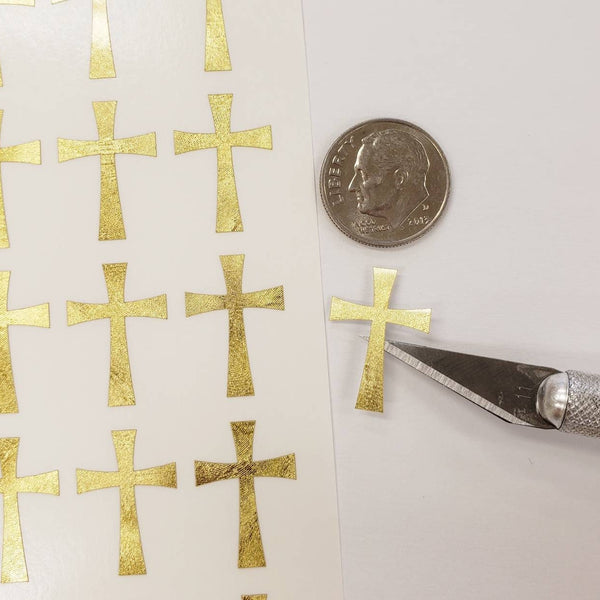 Gold Cross Stickers, metallic