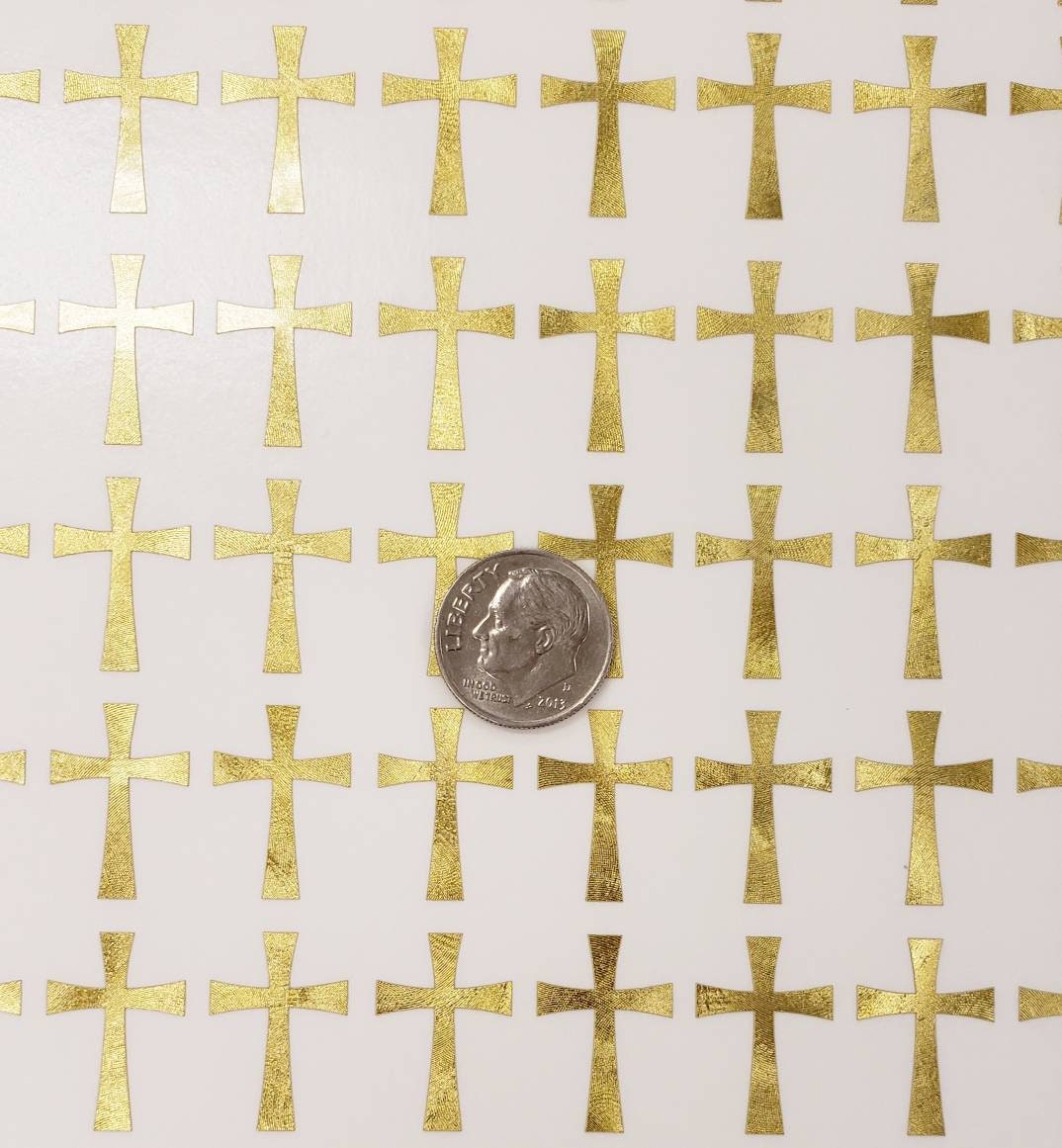 Gold Cross Stickers, metallic