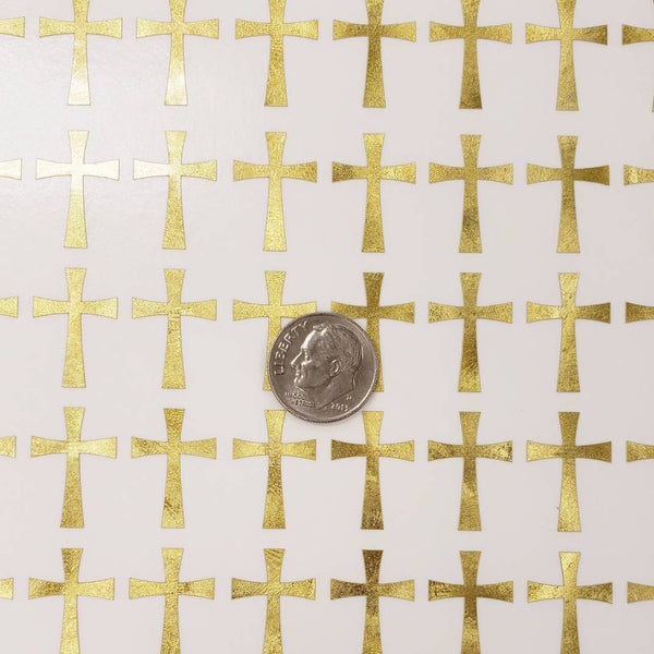Gold Cross Stickers, metallic
