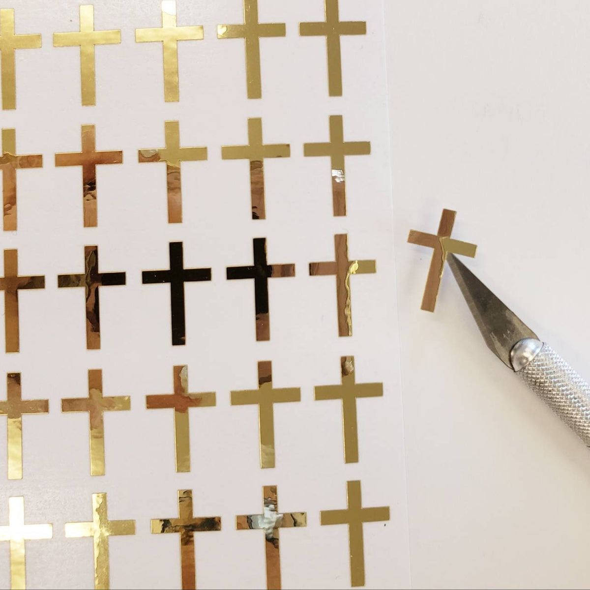 Shiny Gold Cross Stickers