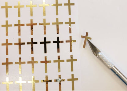 Religious Gold Cross Stickers, set of 64