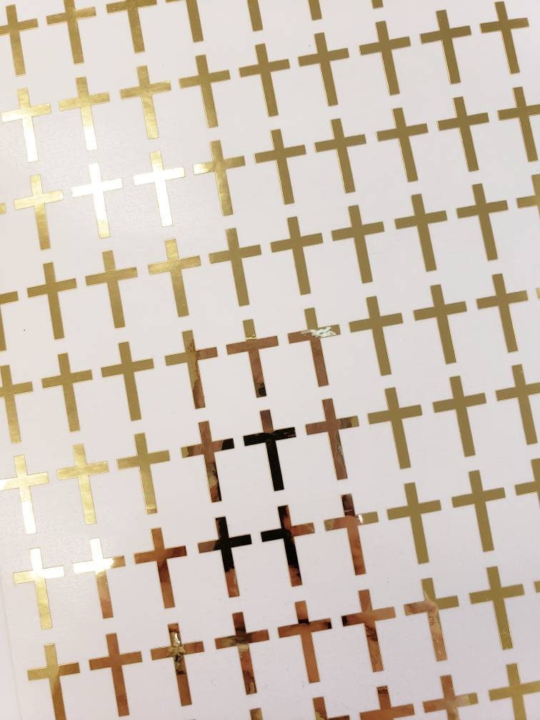 Shiny Gold Cross Stickers