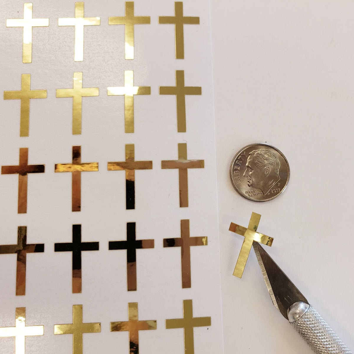 Shiny Gold Cross Stickers