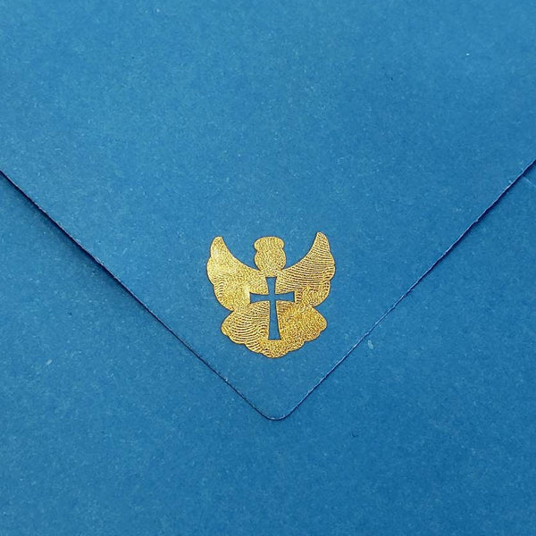 Angel Stickers, gold metallic vinyl decals, small angel labels for envelopes, baby baptism christening, funeral memorial, Christian stickers