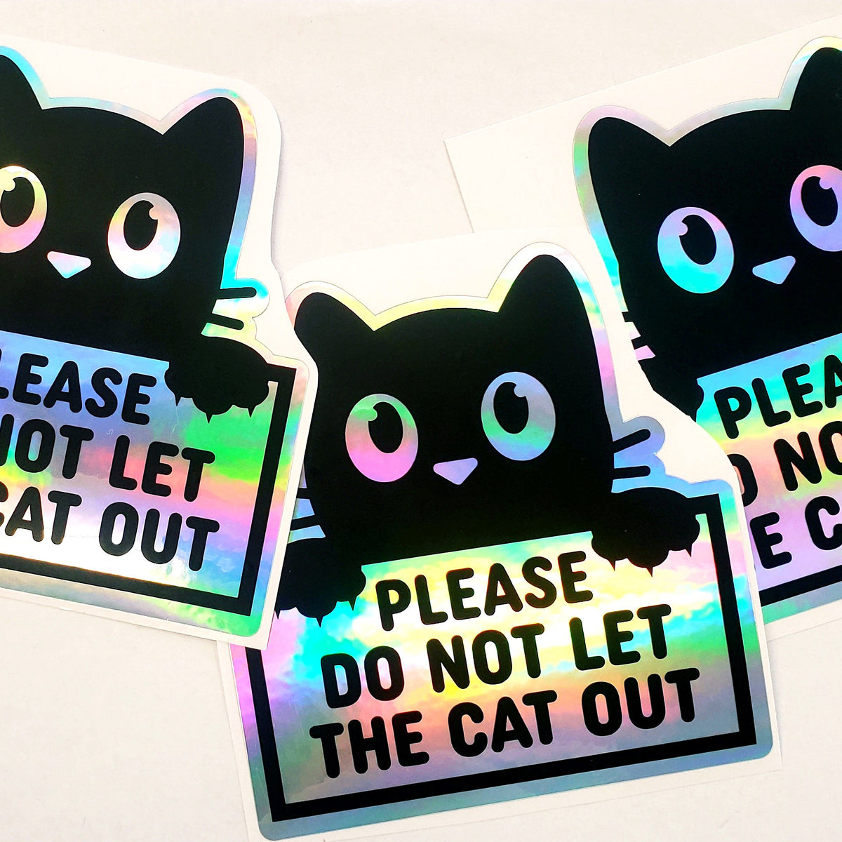 Please Do Not Let the Cat Out Sticker, holographic vinyl sticker