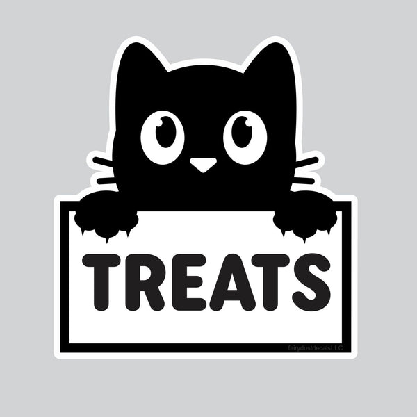 Cat Treats Sticker, pet storage container label, organized home pantry, 5x5 inch sticker for glass, plastic or metal canisters