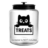 Cat Treats Sticker, pet storage container label, organized home pantry, 5x5 inch sticker for glass, plastic or metal canisters