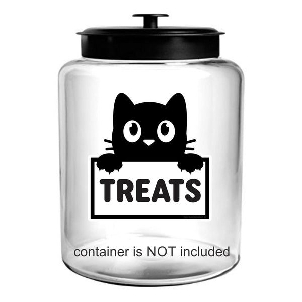 Cat Treats Sticker, pet storage container label, organized home pantry, 5x5 inch sticker for glass, plastic or metal canisters