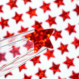 Red Stars Sticker Sheet, set of 192 star vinyl decals, decorative stickers for ornaments, junk journals, scrapbook pages and craft projects.