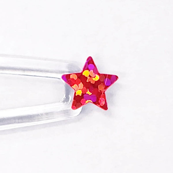 Bright Pink Stars Sticker Sheet, set of 192 small glitter stars, vinyl decals for scrapbook pages, journals, planners and craft projects.