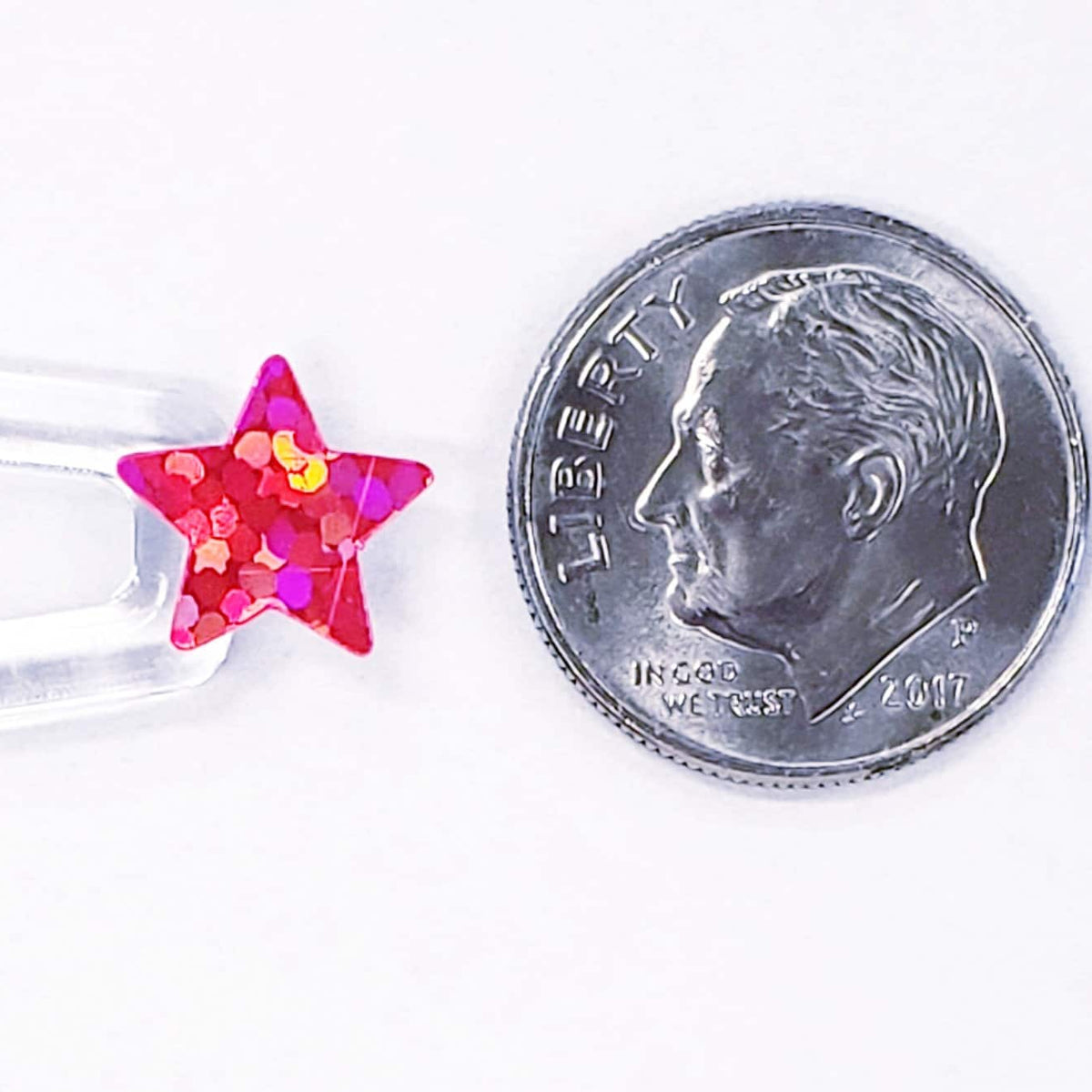 Bright Pink Stars Sticker Sheet, set of 192 small glitter stars, vinyl decals for scrapbook pages, journals, planners and craft projects.