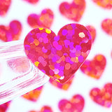 Pink Hearts Sticker Sheet. Set of 104 sparkly vinyl heart decals for planners, notebooks, journals, charts and crafts. Half inch hearts.