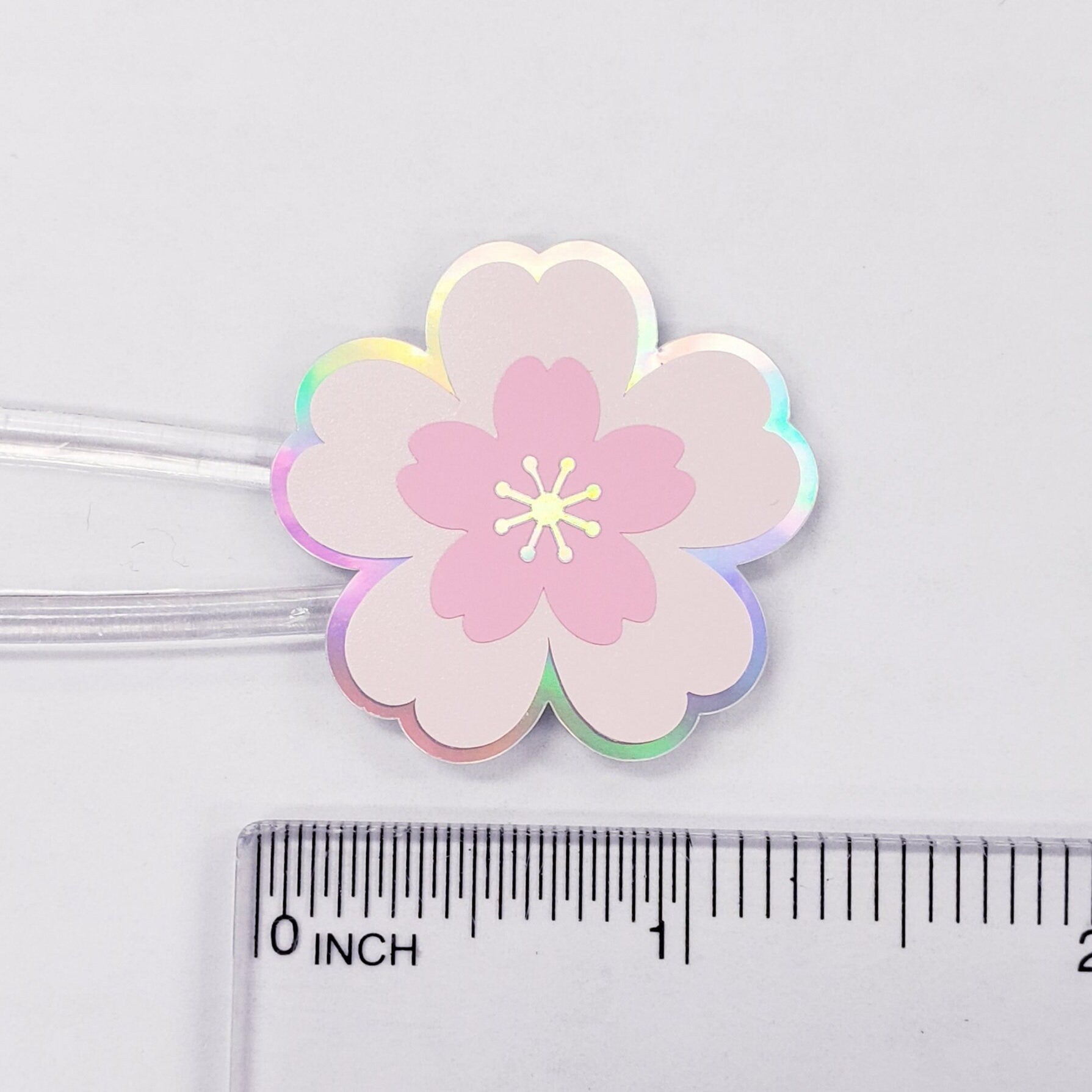 20 Holographic Cherry Blossom Stickers, Pink Sakura Flower Decals, Spring Crafts, Wedding Envelope Seals, Mother's Day Gift, peel and stick